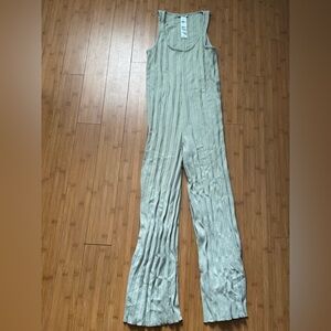 Zara Sleeveless Ribbed Jumpsuit in Light Sage green/ gray